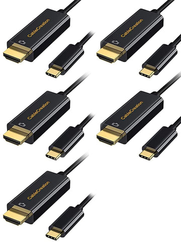 CableCreation USB C to HDMI Cable, 6 FT 5-Pack USB Type C to HDMI Cable,Compatible with MacBook Pro 2019/2018, MacBook Air/iPad Pro/Mac Mini 2018, XPS 15, Yoga 920, S9 / S10, Black