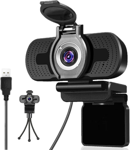 Dericam 1080P Webcam with Microphone, USB Computer Web Camera, Plug and Play Desktop and Laptop Webcam for Windows Mac OS, for Video Calling Streaming, Conference, Gaming, Online Classes