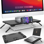 Doowiit Monitor Stand Riser Adjustable Laptop Stand, Foldable Monitor Riser with Phone Holder and Cable Managemen, for Screen, Laptops, Printer, for Home & Office