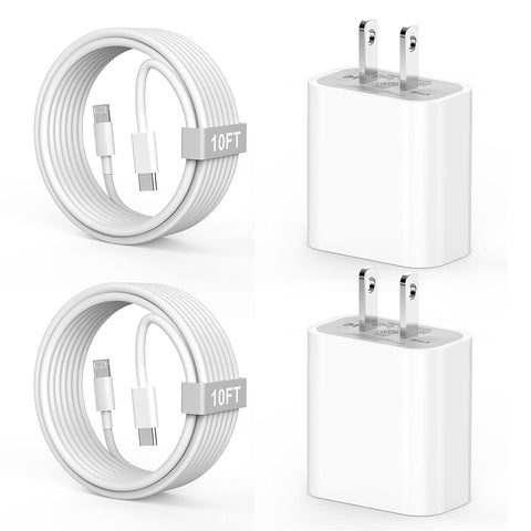 iPhone Fast Charger, [Apple MFi Certified] 2 Pack 20W Type C iPhone Charger Fast Charging Block with 10FT Long USB C to Lightning Quick Charge Data Sync Cable for iPhone 14 13 12 11 Pro Max XS XR X 8