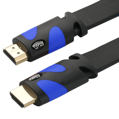 Postta Flat HDMI Cable(25 Feet) Flat HDMI 2.0 Cord Support 4K, 3D, 2160p, 1080p, Ethernet and Audio Return-Black-Blue