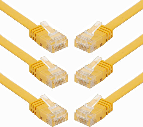 Cat6 Ethernet Patch Cable Short, Ancable 6-Pack 6 Inch Flat Ethernet Cable, Computer LAN Cable with Snagless RJ45 Connectors (Yellow)