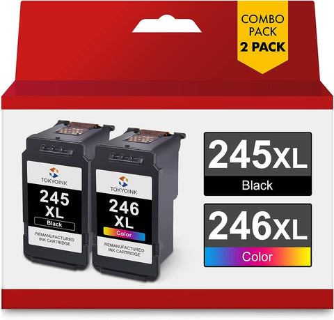 245XL 246XL Black and Color Combo Pack Ink Cartridges Replacement for Canon Ink 245 246 PG-245XL CL-246XL Works with Canon Pixma MG2522 TR4520 MX490 TS3322 MX492 TS3122 MG2500 TR4500 TR4522 Printers