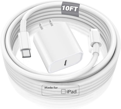 iPad 10th Fast Charger,Apple Tablet Charger 20W Type C Wall Charger Charging Block & 10 FT USB C to C Cable Cord for iPad Pro 12.9 2022/21/20/18,iPad Pro 11Gen 4/3/2/1,iPad Air 4th/5th,iPad Mini 6th