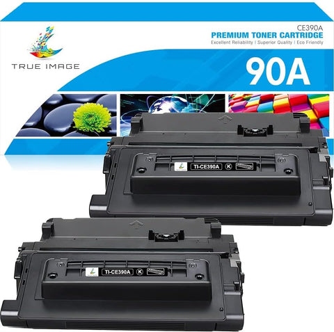 TRUE IMAGE Compatible Toner Cartridge Replacement for HP 90A CE390A 90X CE390X Work with Enterprise 600 M601 M602 M603 M4555 MFP M602x M602n M603dn Laser Printer Ink (Black, 2-Pack)