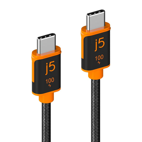 j5create USB C to USB C 100W Fast Charging Cable 5.9ft / 1.8m, Double Braided, Built-In E-Marker Chip, for Samsung Galaxy, iPad Pro, iPad mini, Tablet, Laptop, Chromebook, MacBook Pro 2020 (JUCX25L18)