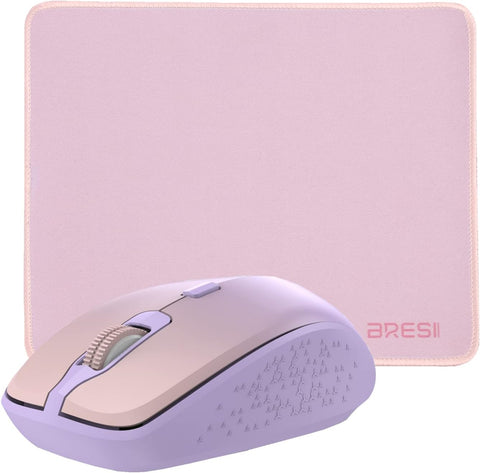 Wireless Mouse for Laptop, BreSii Portable Mouse with Mouse Pad 2.4G/BT Ergonomic Shape for Right or Left Hand Use, 3 Adjustable DPI and USB Nano Receiver for PC Notebook Desktop Computer Mac (purple)