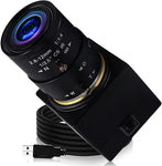 1080P USB Camera with Microphone Manual Zoom 2.8-12mm Webcam Variable Focus PC Camera H.264 Mini UVC USB2.0 USB with Camera for Computer Audio Video Close-up Camera Varifocal Lens Web Camera