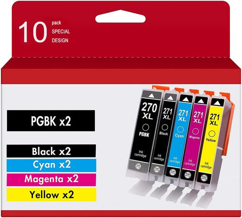 270 Ink Cartridges, Aoou 10 Pack Compatible PGI-270XL PGI-270 XL PGI270XL PGI 270 XL CLI-271XL CLI-271 XL Ink Cartridge for Canon PIXMA MX922 MG7720 TS8020 TS9020 Printe (2 Bk 2PBK 2 C 2 M 2 Y)10 Pack