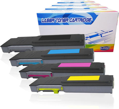 Inktoneram Compatible Toner Cartridges Replacement for Dell C2660dn / C2665dnf 593-BBBU 593-BBBT 593-BBBS 593-BBBR High Yield ([Black,Cyan,Magenta,Yellow], 4-Pack)