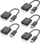 DteeDck DisplayPort to VGA Adapter 5 Pack, DisplayPort DP to VGA Cable Converter Male to Female for Connect Desktop Laptop to Monitor Display Projector HDTV