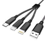 Yeemie USB Multi Charging Cable, 6.5ft 3 in 1 Multiple Charger Cable Fast Charging Cord Universal Phone Charger for All iPhone Android Phones with Type-C, Micro USB and Lightning Connector