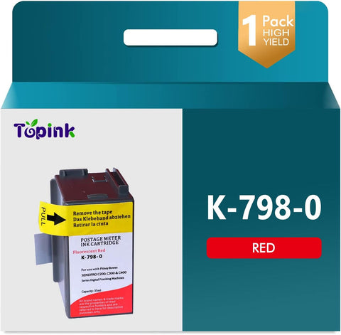 for Pitney Bowes SL-798-0 Replacement Red Fluorescent Ink Cartridge for SendPro C200, C300, C400 Postage Meters