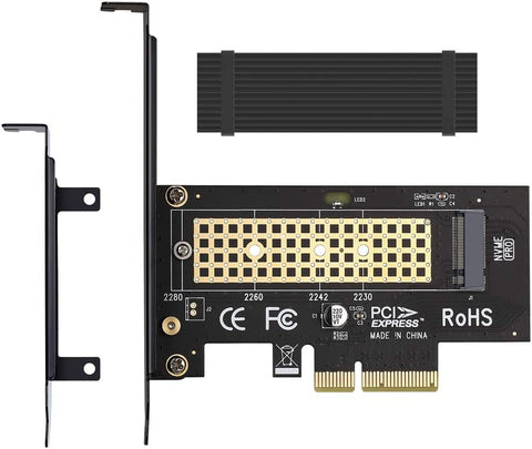 M.2 NVME to PCIe 3.0 x4 Adapter with Aluminum Heatsink Solution