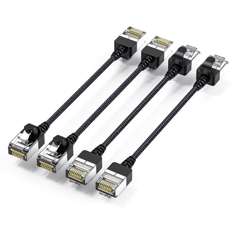 JUXINICE 4pack Ultra-Slim Cat6 Series Patch Cables 0.6FT Short,High Speed Slim Ethernet Cable OD 0.12inch,Rj45 Internet Computer LAN Cable, Cat6a Ethernet Cable for PS4,Box,Gaming Switch