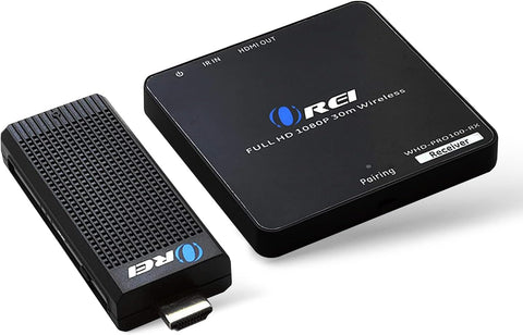 OREI Wireless HDMI Transmitter & Receiver - Extender Full HD 1080p Wirelessly Upto 100 Ft with Dongle - Perfect for Streaming, Laptops, PC, Media and More