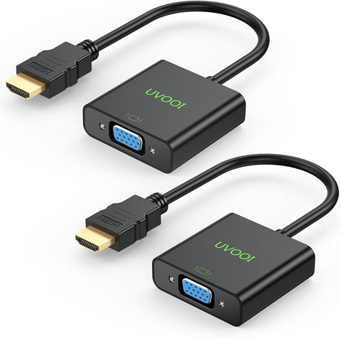 UVOOI HDMI to VGA, HDMI to VGA Adapter 2-Pack Male HDMI to Female VGA Converter Monitor Display Cord 1080P@60Hz for Desktop, Laptop, PC, Projector, HDTV (Not-Bidirectional)