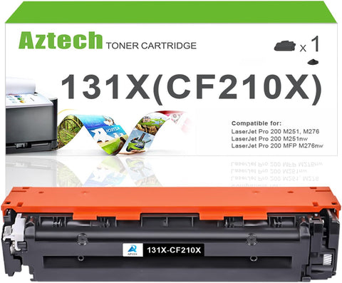 Aztech Compatible Toner Cartridge Replacement for HP 131X CF210X 131A CF210A for Pro 200 Color MFP M276nw M251nw M276n M251n Printer Ink (Black, 1-Pack)