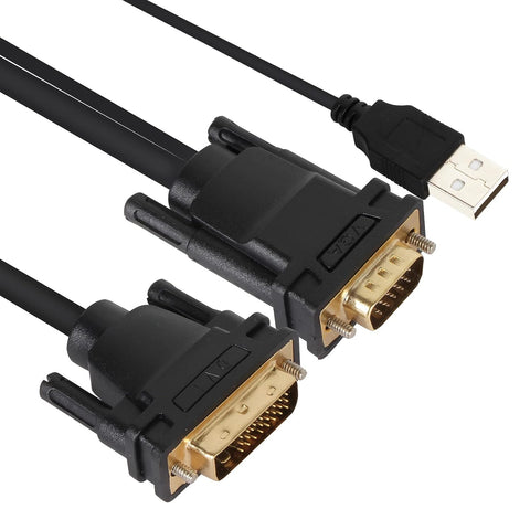 VCOM Male VGA to DVI Cable with Power, 6FT VGA to DVI-I Cable with USB,Gold Plated with Chip, Active Adapter Converter Cable for PC Laptop DVD Monitor HDTV Projector