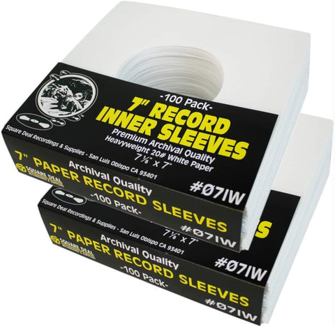 (200) Archival Quality Acid-Free Heavyweight Paper Inner Sleeves for 7" Vinyl Records #07IW