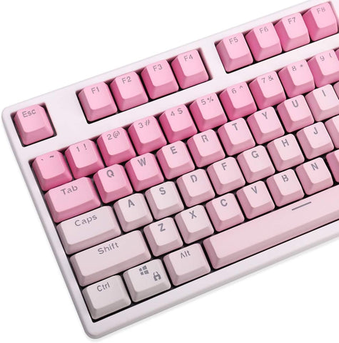 104 Keys Sunset Gradient Backlit Keycaps Thick PBT OEM Profile for Cherry MX Switches of Mechanical Keyboard 104 87 61(Pink)