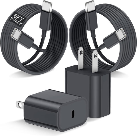 iPad Pro USB-C Fast Charger, 20W Fast Charging for iPad Pro 12.9, 11 inch 3th 2021, iPad Air 5th 2022/ 4th 2020, iPad Mini 6 Generation 2021, with 6.6FT 60W USB C to C Cable - Deep Gray?2Pack?