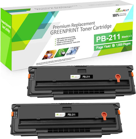 GREENPRINT PB-211 PB211 PB 211 PB-211EV PB211EV PB 211EV Compatible Toner Cartridge [ 1600 Pages ] for P2200 P2500W P2502W M6500NW M6550NW M6600NW M6552NW M6602NW Printers (2 * Blacks)