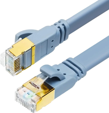 Yauhody CAT 8 Ethernet Cable, 82ft High Speed 40Gbps 2000MHz Flat CAT8 Patch Cord, Morandi Color, Gigabit Network LAN Cable with Gold Plated RJ45 Connector for Gaming, Router, PC (Morandi Blue 82ft)