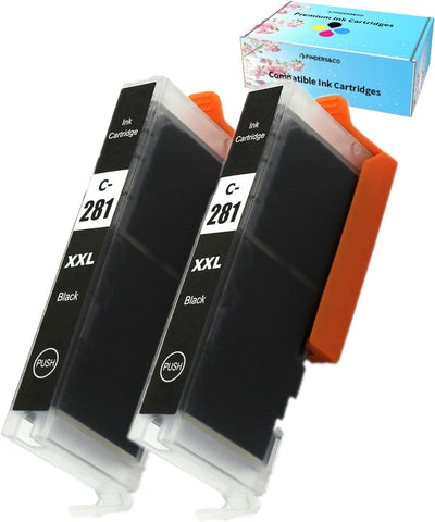 F FINDERS&CO CLI281 CLI-281 XXL Black Ink Tank Replacement for Canon PGI-280 XXL CLI-281 XXL Work with Canon Pixma TS6320 TR7520 TS8120 TS8220 TS8320 TR8520 TS9120 (2X CLI-281XXL BK)