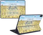 MightySkins Skin Compatible with Apple iPad Pro Smart Keyboard 11" (2018) - Through Christ - Protective, Durable, and Unique Vinyl Decal wrap Cover - Easy to Apply, Remove - Made in The USA