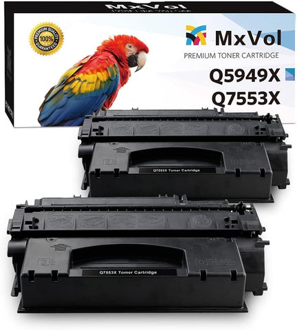 Mvtoner Compatible Toner Cartridge Replacement for HP 53X Q7553X 49X Q5949X Use for HP LaserJet M2727 P2014 P2015 1320 P2010 Printer (2-Pack, Black)