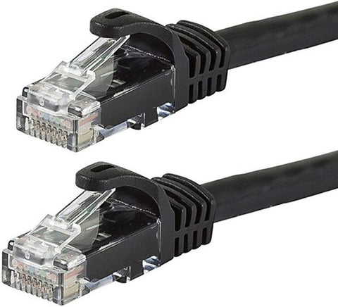 Monoprice Cat6 Ethernet Patch Cable - 10 Meters - Black (5 Pack) Snagless RJ45, Stranded, 550MHz, UTP, Pure Bare Copper Wire, 24AWG - Flexboot Series