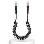 Coiled USB-C to Lightning Cable, Apple Carplay Compatible & MFi Certified, Car USB C Lightning Cable with Data Transmission and LED, iPhone Retractable USBC Charger for iPhone/Pad/Pod