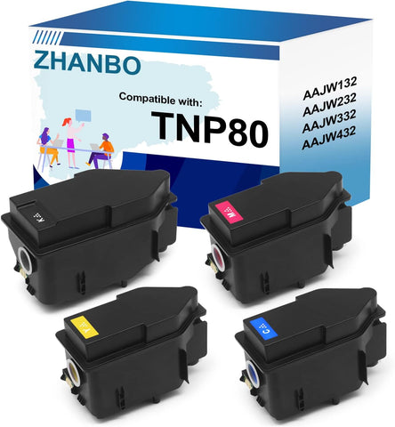 ZHANBO Set TNP80BK TNP80Y TNP80C TNP80M Remanufactrued Toner Cartridges Compatible with Konica Minolta TNP80 TNP-80 Toner Cartridge for Konica Minolta Bizhub C3300i C3320i C4000i