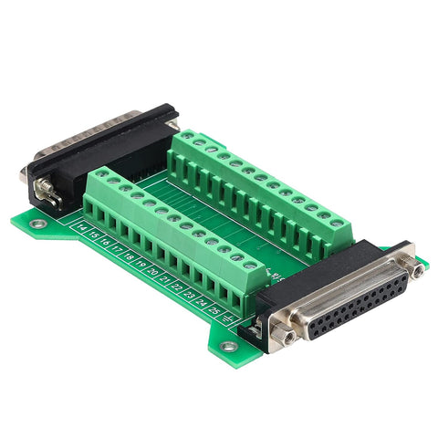 Jienk 1Pcs DB25 Male to Female Terminal Breakout Board, RS232 D-SUB Serial to 25pin Port Terminal Block Gender Changer Connector