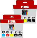 ColorInk 10pack Replacement for Canon PGI-570 CLI-571 Ink Cartridge use with Canon PIXMA MG5750 MG5751 MG5752 MG5753 MG6850 (2 570XL Black, 2 571XL Black,2 Cyan, 2 Magenta, 2 Yellow)