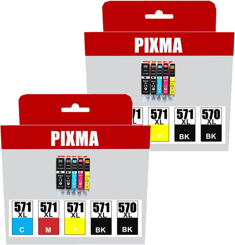 ColorInk 10pack Replacement for Canon PGI-570 CLI-571 Ink Cartridge use with Canon PIXMA MG5750 MG5751 MG5752 MG5753 MG6850 (2 570XL Black, 2 571XL Black,2 Cyan, 2 Magenta, 2 Yellow)