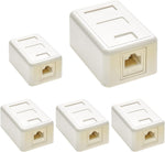 Beszin 1 Port Cat.6 Keystone Jack Surface Mount Box with RJ45 Keystone Jack White (5-Pack)