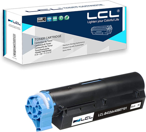 LCL Compatible Toner Cartridge Replacement for OKI B412dn B432dn B512DN 45807101 45807105 3000Pages MB472dnw MB492dn MB562dnw (1-Pack Black)