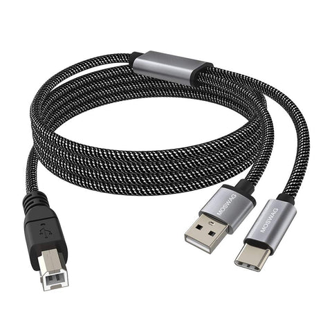 MOSWAG 2in1 USB C to USB B Printer Cable 5Feet/1.5M with USB Printer Cable USB A-Male to B-Male Cable Compatible with MacBook Pro,HP,Canon,Brother,Samsung Printers
