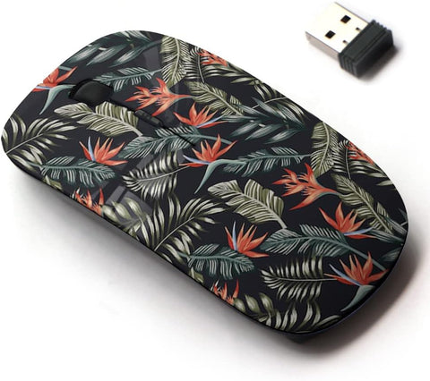 2.4G Wireless Mouse with Cute Pattern Design for All Laptops and Desktops with Nano Receiver - Tropical Palm