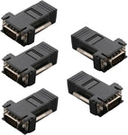 Heyiarbeit 15-pin 3-Row D-SUB VGA Gender Changer RJ45 to DB15 Mini Gender Changer Coupler Adapter Connector for Serial Applications Black 5pcs