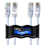 Maximm Cat 6 Ethernet Cable 25 Ft, (2-Pack) Cat6 Cable, LAN Cable, Internet Cable and Network Cable - UTP (White)