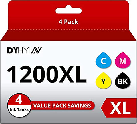 DYHYIN 1200XL Ink cartridges Compatible for Maxify PGI 1200 use with MB2720 MB2320 MB2020 MB2120 MB2350 MB2050 Printer (1 Black, 1 Cyan, 1 Magenta, 1 Yellow) 4 Pack