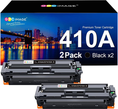 GPC Image Compatible Toner Cartridge Replacement for HP 410A 410 A CF410A Compatible with Laserjet Pro MFP M477fdw M477fdn M477fnw M452dn M452nw M452dw Printer (2 Black)