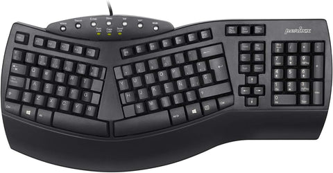 Perixx PERIBOARD-512B ES - USB Teclado Ergonomico, 485x236x44 mm - Negro - QWERTY Español, Black