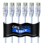 Maximm Cat 6 Ethernet Cable 6 Ft, (6-Pack) Cat6 Cable, LAN Cable, Internet Cable and Network Cable - UTP (White)
