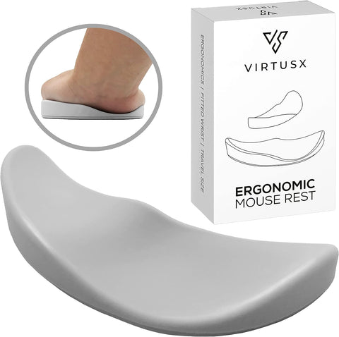 Virtusx Ergonomic Mouse Wrist Rest, Palm Wrist Support Pad for Office Work, Gaming, Coding, Relief Sliding Gliding Wrist Pad (White)