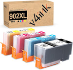 v4ink 902XL 902 XL Compatible Ink Cartridge Replacement for HP 902 902XL Compatible with OfficeJet 6950 6951 6954 6956 6958 6960 OfficeJet Pro 6960 6968 6970 6971 6974 6975 6976(4 Pack)