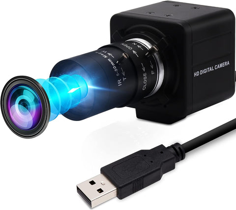 IFWATER 260fps USB Camera 1080P 5-50mm Zoom Manual Focus Lens, 2MP USB Camera with CMOS OV4689 Sensor USB Webcam for Raspberry Pi Windows Mac USB Webcam Close-up Monitoring Varifocal Camera